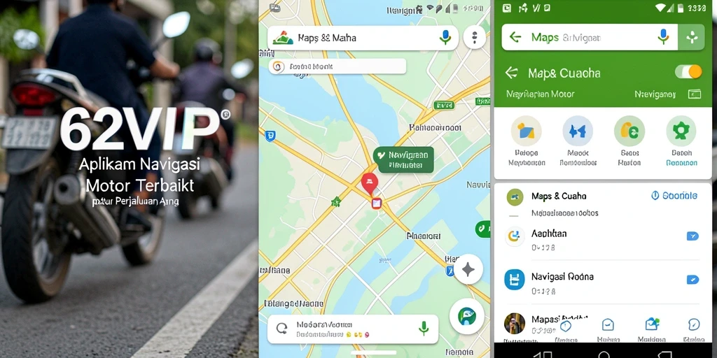 Antarmuka aplikasi 62VIP menunjukkan peta navigasi motor yang jelas dan informatif.