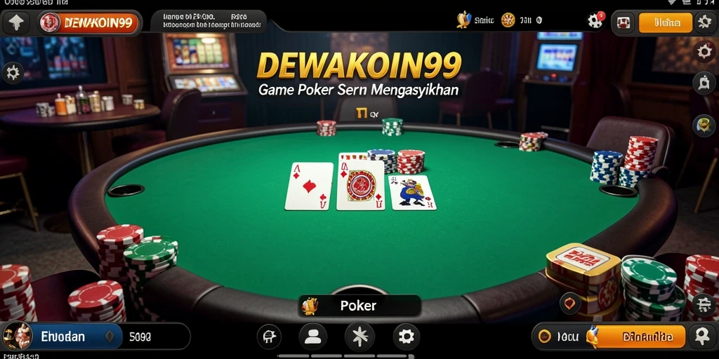Antarmuka menarik dan interaktif dari DEWAKOIN99 dalam permainan Poker.