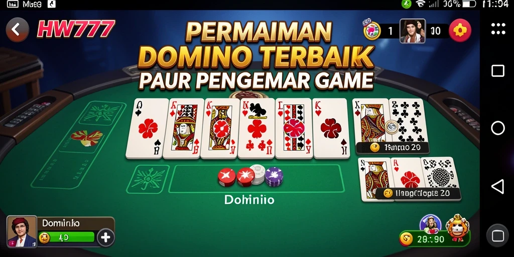 Tampilan antarmuka game Domino HW777 yang colorful dan menarik.