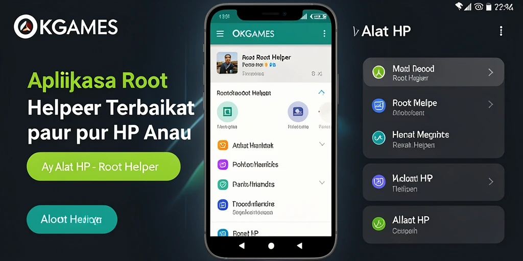 Antarmuka sederhana dan fitur intuitif dari OKGAMES sebagai Root Helper.