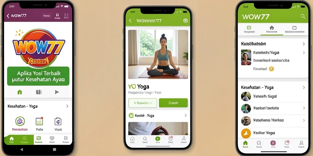 Tampilan aplikasi WOW77 dengan berbagai fungsi Yoga yang interaktif.